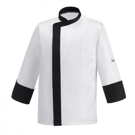 Chaqueta De Chef De Microfibra Blanca Con Banda Negra Chaquetillas