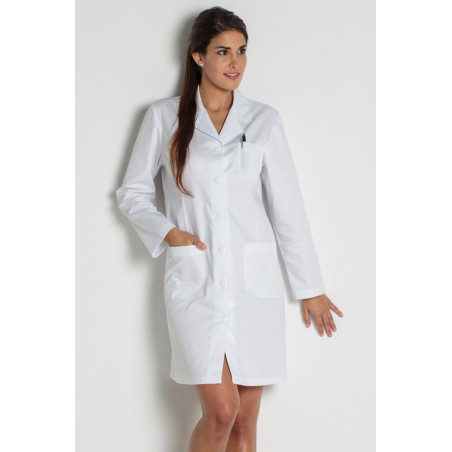 Bata M Dica Laboratorio Mujer Blanca Con Botones Dyneke Batas Con