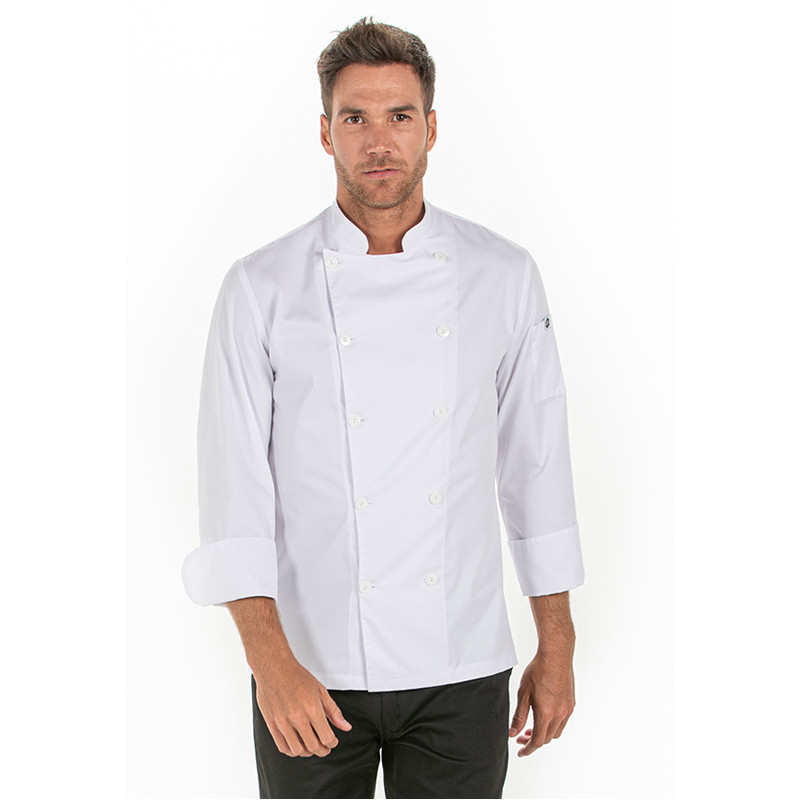 Chaqueta de cocinera manga corta Sarga Blanca - Ropa de cocina de