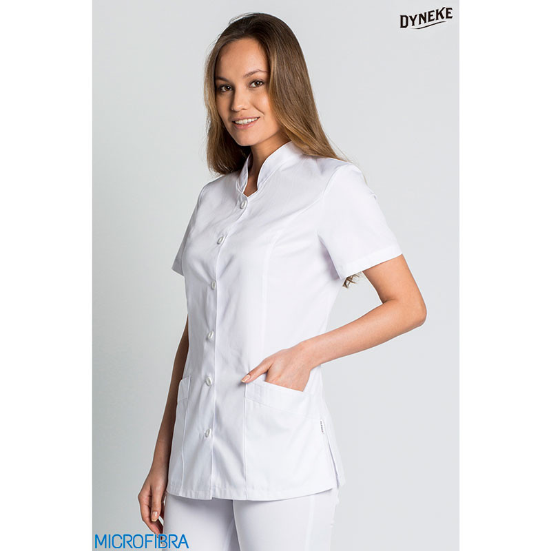 Chaqueta laboral básica de microfibra blanca manga corta - Dyneke