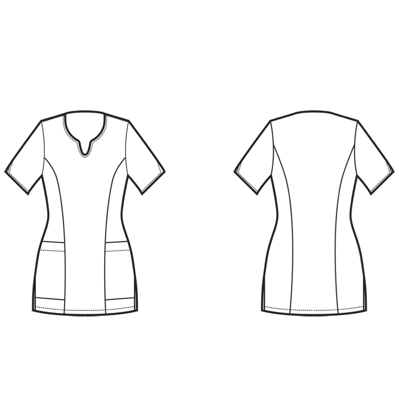 Casaca sanitaria de mujer con cuello llave TIffany blanca - Uniformes para enfermeras