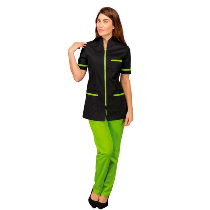 Casaca laboral Florida negra con detalle verde Florida - Isacco 002536