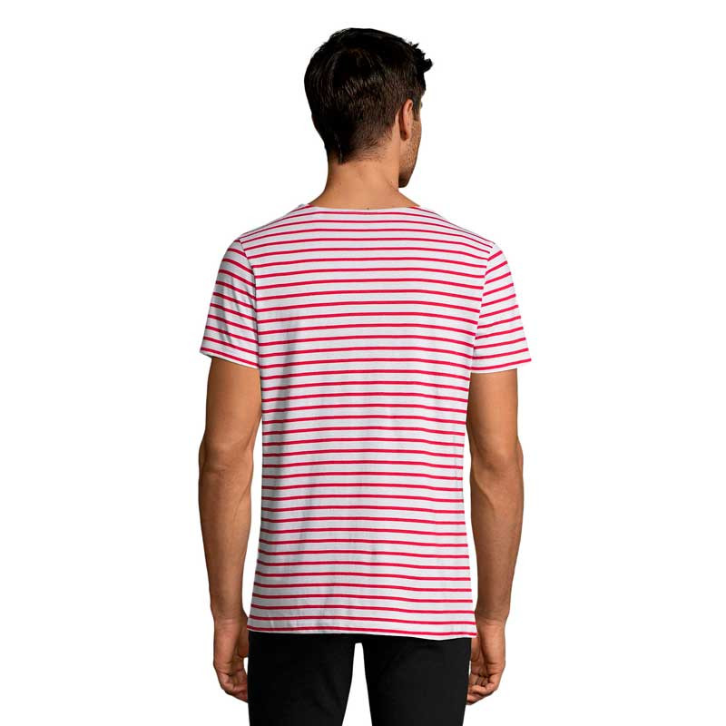 satisfacción solicitud Facilitar Camiseta de hombre blanca con rayas rojas Miles - Sol's