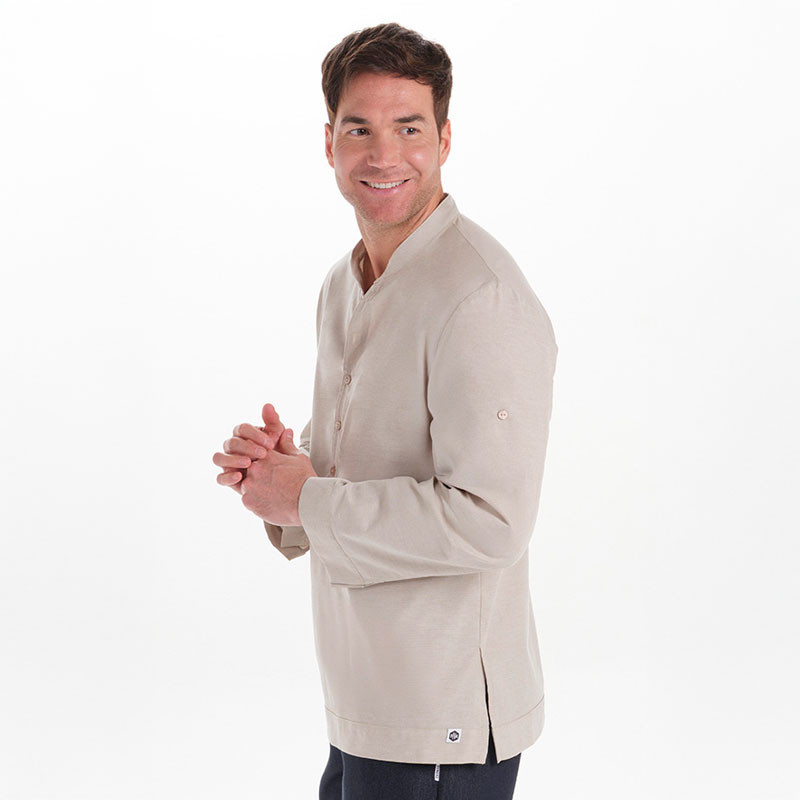 Camisa ibicenca hombre Arenasmar beige - Dyneke