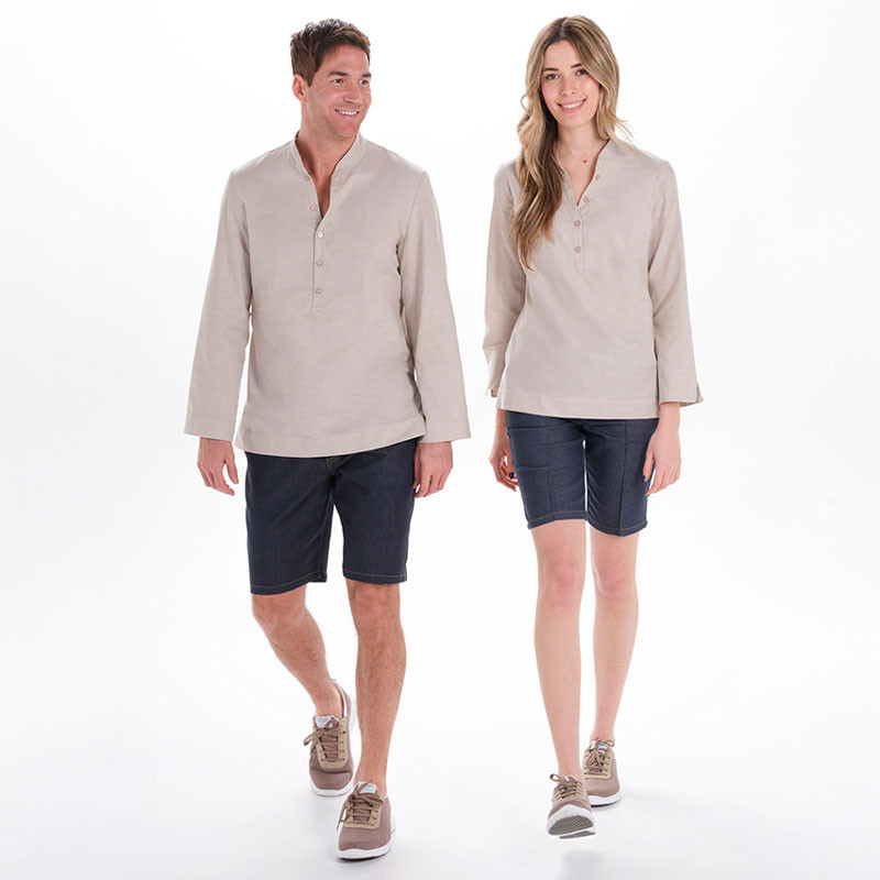 Camisa ibicenca hombre Arenasmar beige - Dyneke