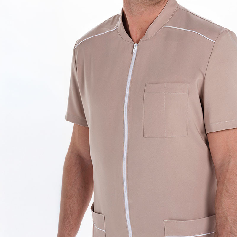 Chaqueta hombre microfibra elástica beige - Dyneke 8620785