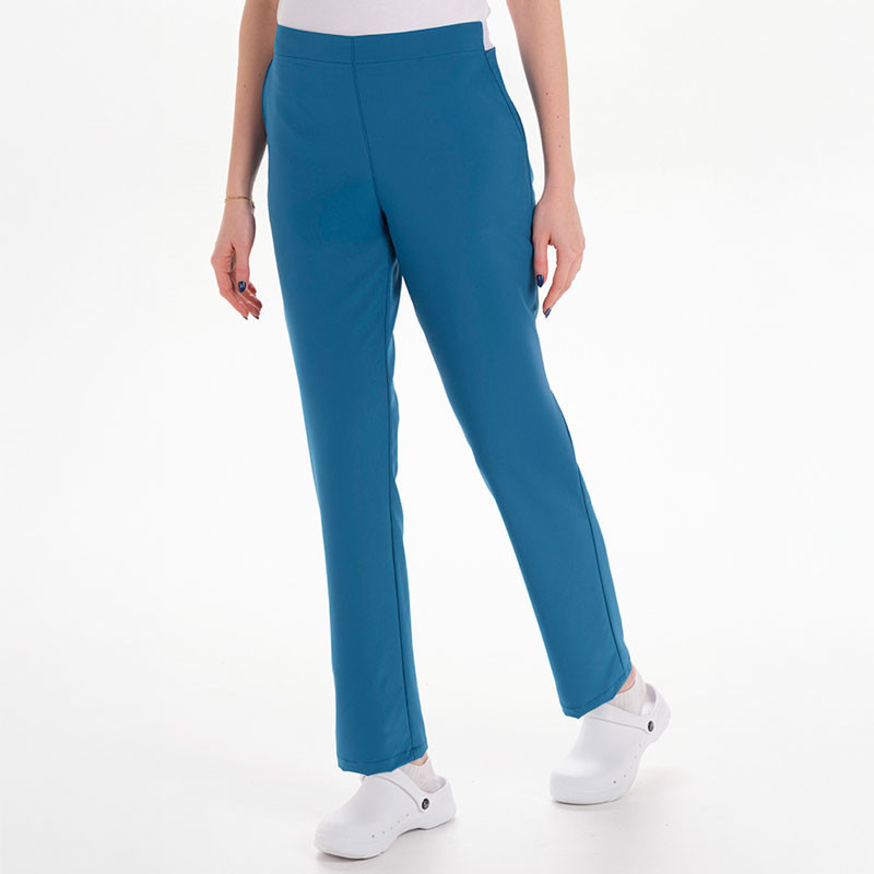 Pantalón de mujer elástico verde petróleo - Dyneke 8046408