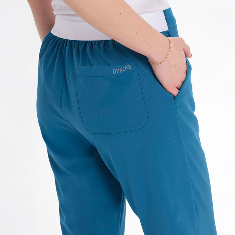 Pantalón de mujer elástico verde petróleo - Dyneke 8046408
