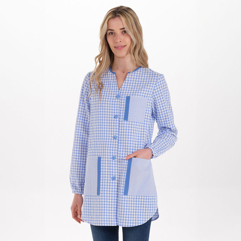 Bata de maestra azul tapetas Dyneke - Vestuario profesional