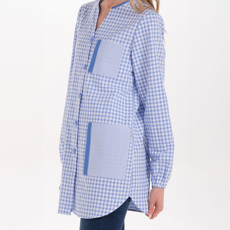 Bata de maestra azul tapetas Dyneke - Vestuario profesional