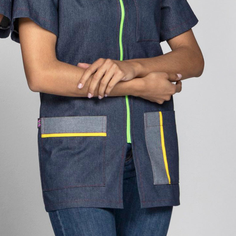 Bata de maestra y maestro tejana de manga corta - Magasa