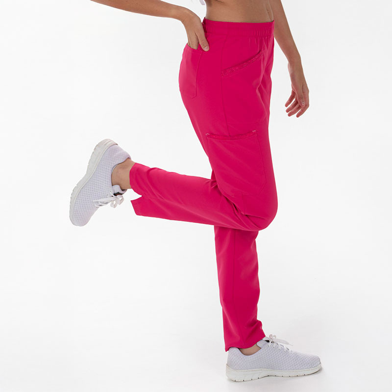Pantalón multibolsillos unisex de microfibra textura fucsia Dyneke - casadelasbatas.com