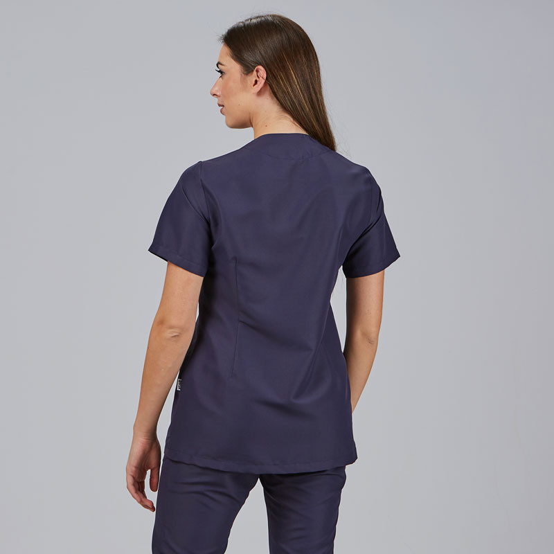 Casaca laboral azul marino Elena con corchetes Gary's - casadelasbatas.com