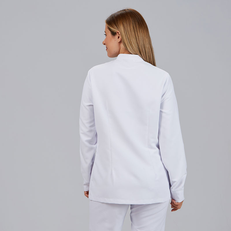 Chaqueta sanitaria de microfibra blanca de mujer Katia - casadelasbatas.com