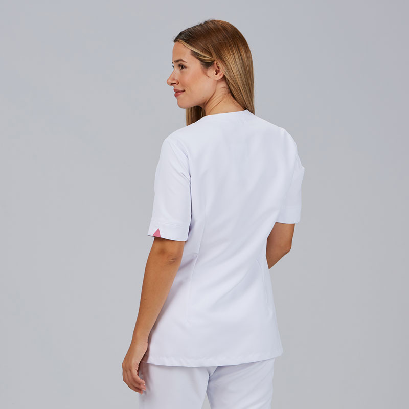 Casaca laboral de microfibra Cris detalle rosa - Gary's