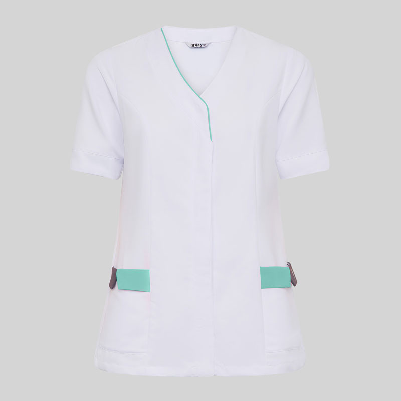 Casaca laboral de microfibra Cris detalle verde agua - Gary's