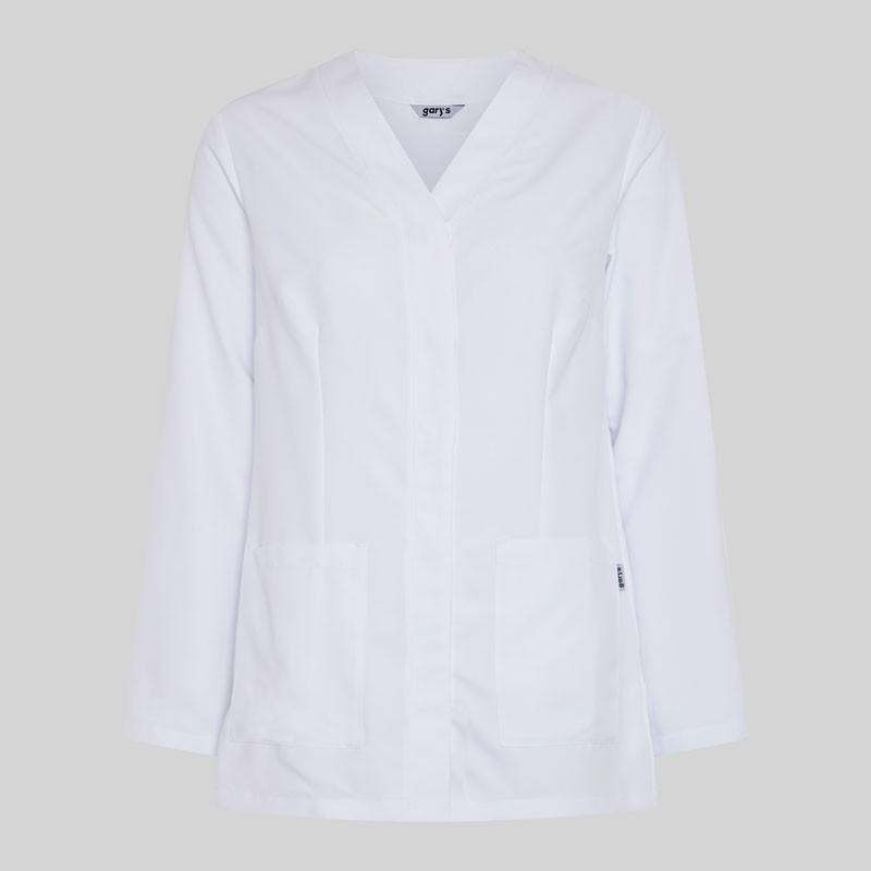 Casaca laboral de microfibra Aitana blanca con corchetes - Gary's 659400