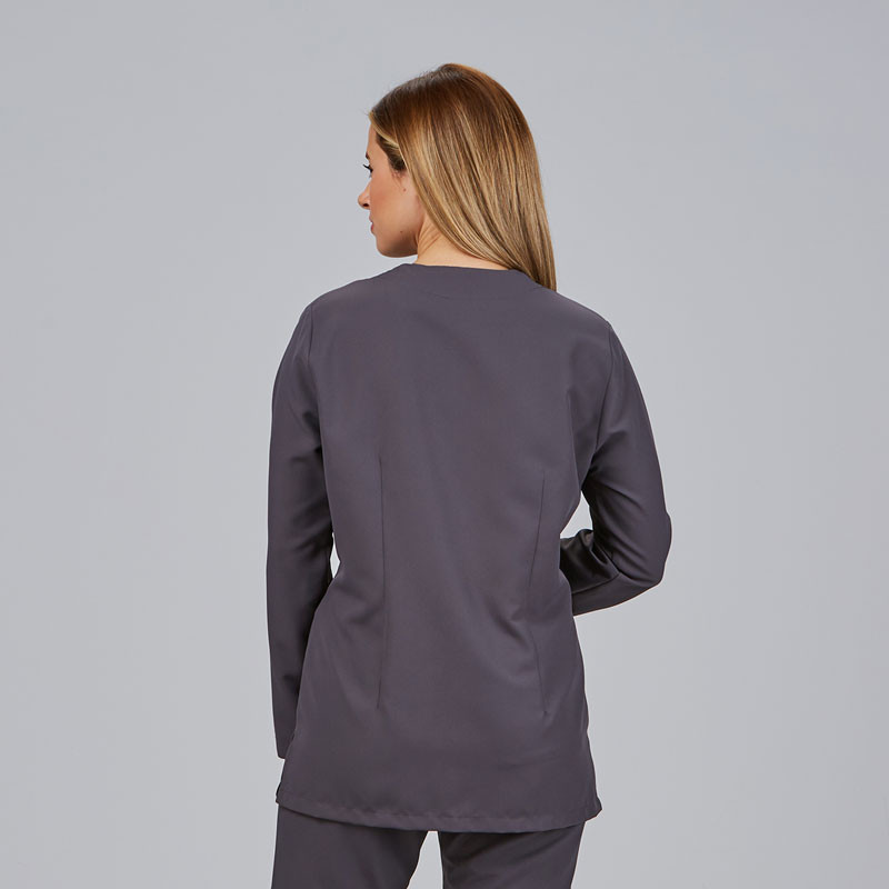 Casaca laboral Aitana gris marengo con corchetes - Gary's