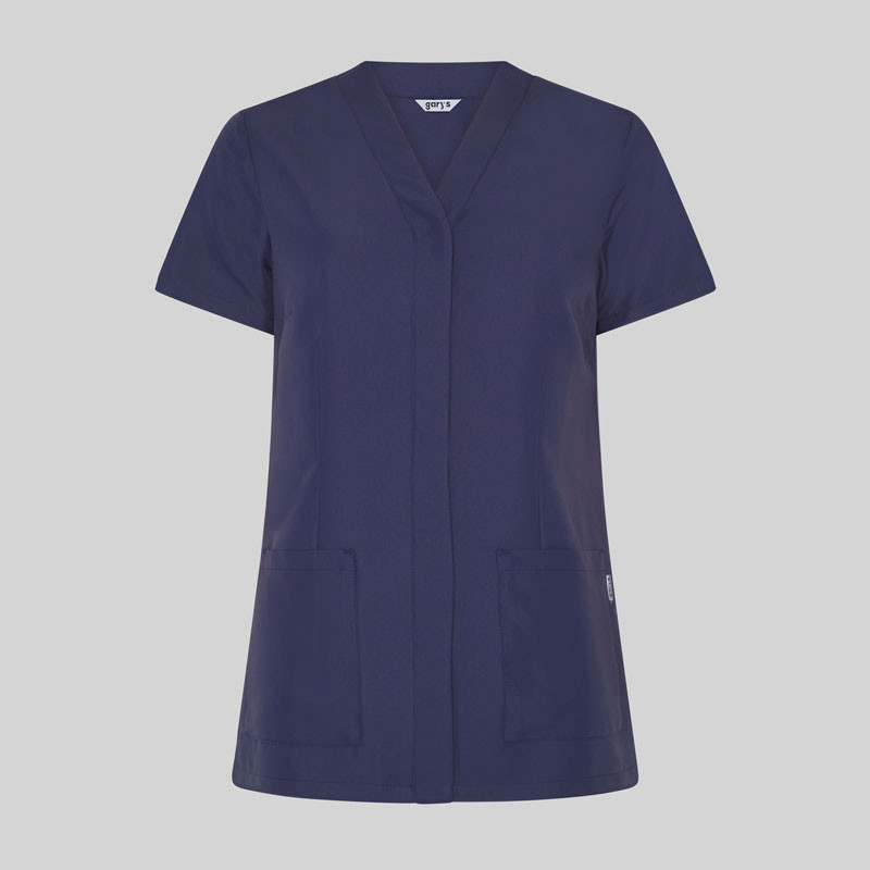 Casaca de microfibra azul marino para sanidad y comercios con corchetes Sonia de Gary's - casadelasbatas.com