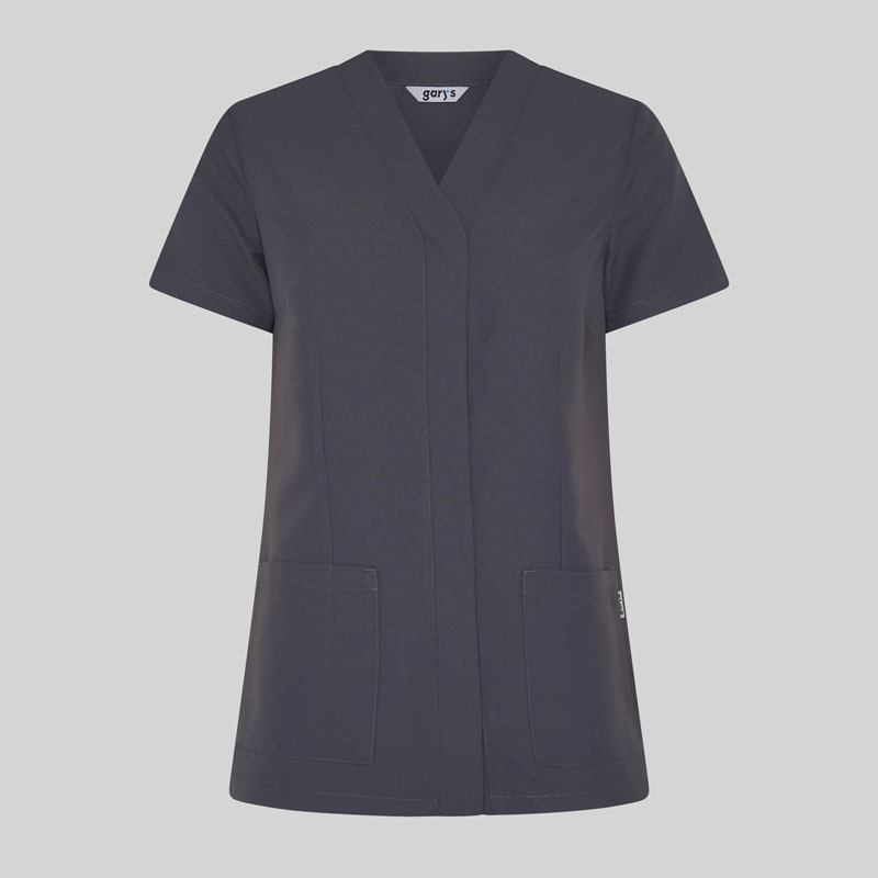 Casaca para dependienta gris marengo con corchetes Gary's - casadelasbatas.com