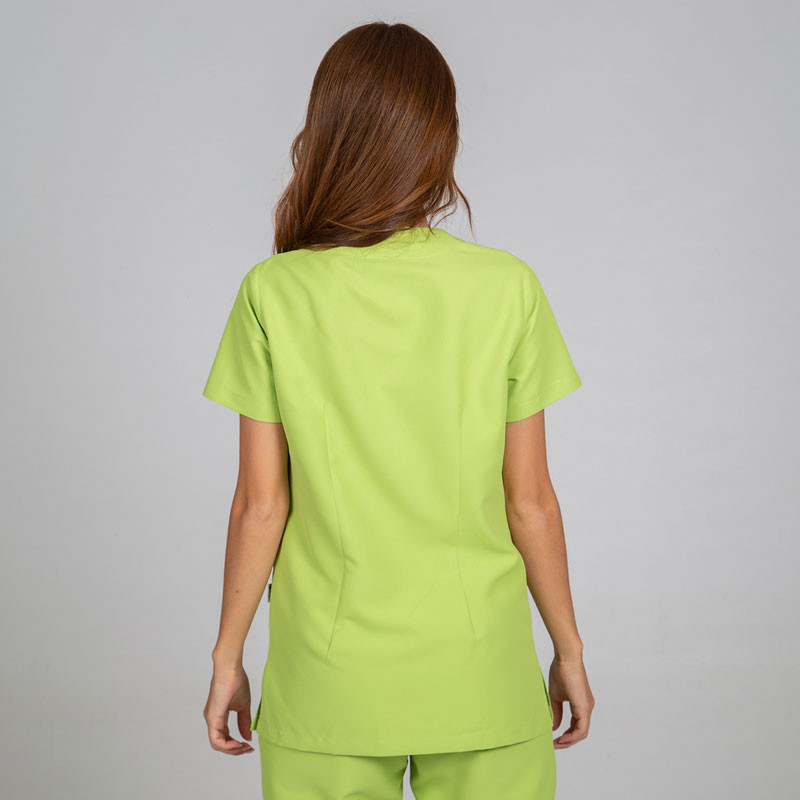 Casaca para sanidad y estética Sonia color pistacho con corchetes Gary's - casadelasbatas.com