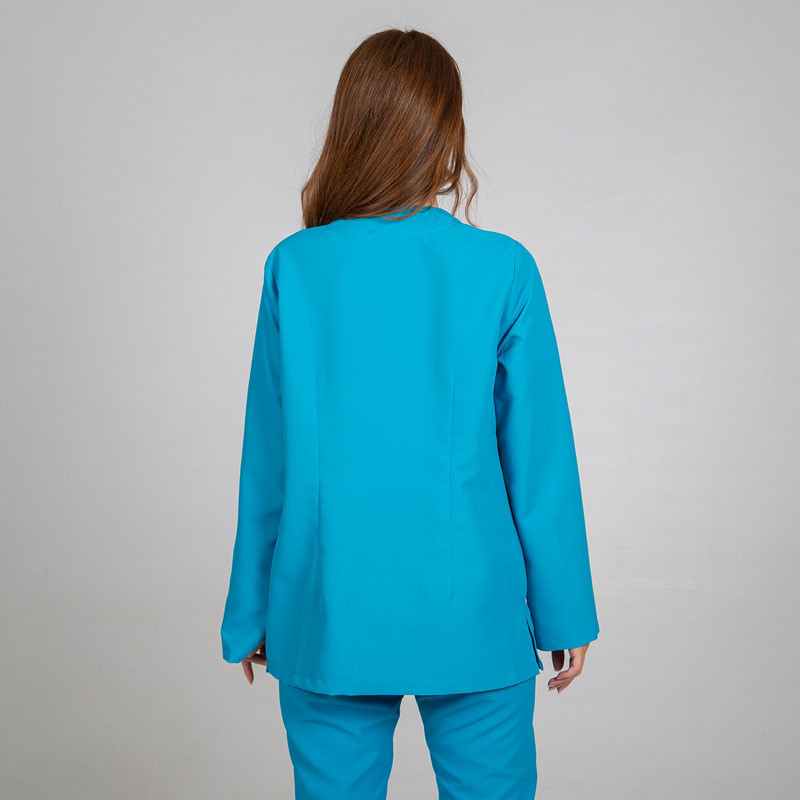Casaca laboral de microfibra Aitana turquesa con corchetes - Gary's