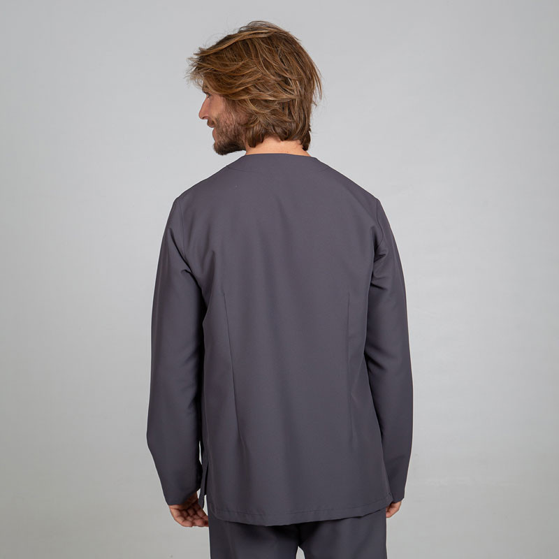 Casaca de microfibra Néstor gris marengo con corchete oculto - Gary's