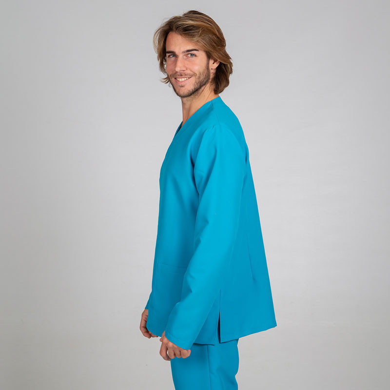 Casaca de microfibra Néstor turquesa corchete oculto - Gary's