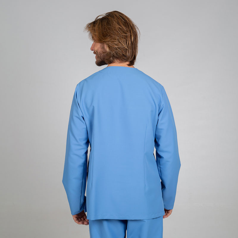 Casaca de microfibra Néstor celeste con corchete oculto - Gary's