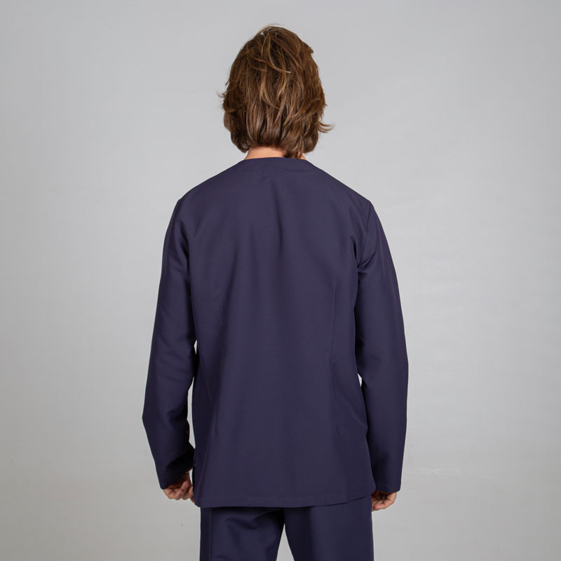 Casaca de microfibra Néstor azul marino con corchete oculto - Gary's