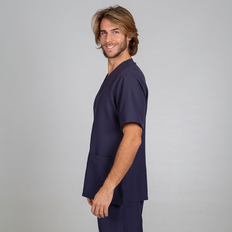 Chaqueta de microfibra Pablo azul marino con corchetes Gary's - casadelasbatas.com