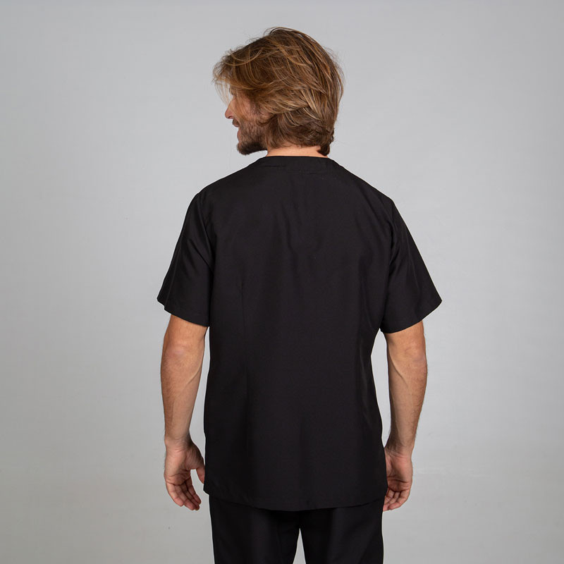 Chaqueta laboral de microfibra Pablo negra con corchetes Gary's - casadelasbatas.com