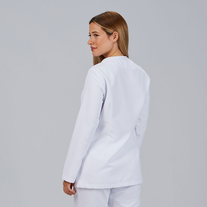 Casaca laboral de microfibra Begoña blanca con corchetes - Gary's 659500