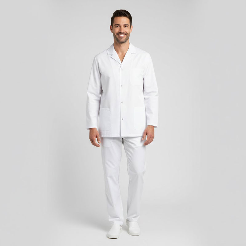 Chaqueta sanidad de hombre blanca con corchetes - Uniformes enfermería - Vestuario Profesional