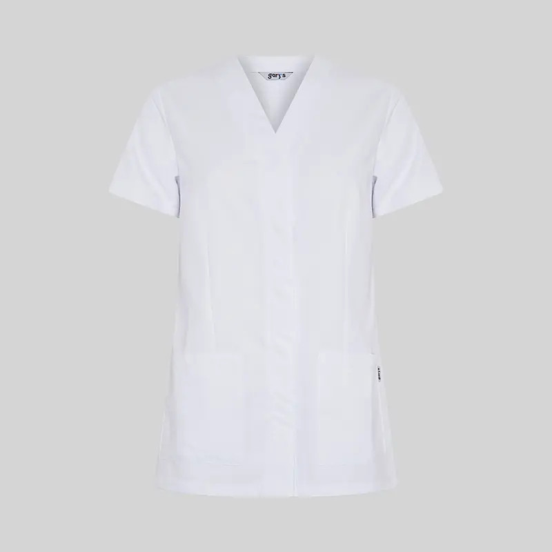 Casaca blanca para sanidad y farmacia Sonia con corchetes Gary's - casadelasbatas.com