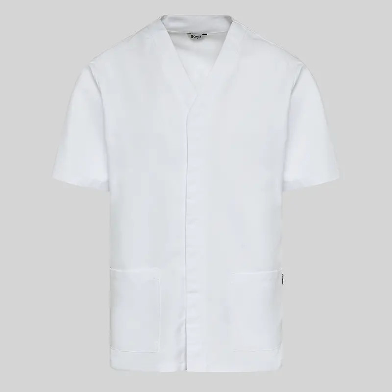 Chaqueta sanitaria  de microfibra Pablo blanca con corchetes Gary's - casadelasbatas.com