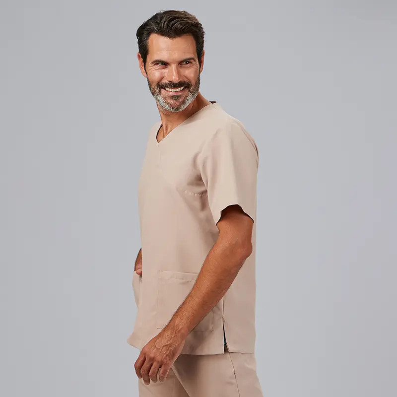 Camisola para enfermeros de microfibra beige Nerea de Gary\'s - casadelasbatas.com