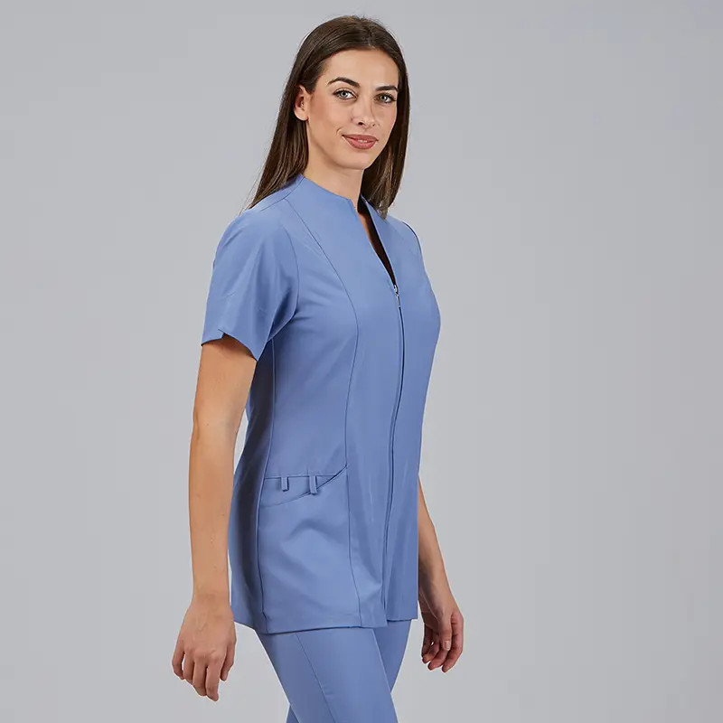 Casaca laboral celeste de microfibra 360 Yanira - Gary's 662200