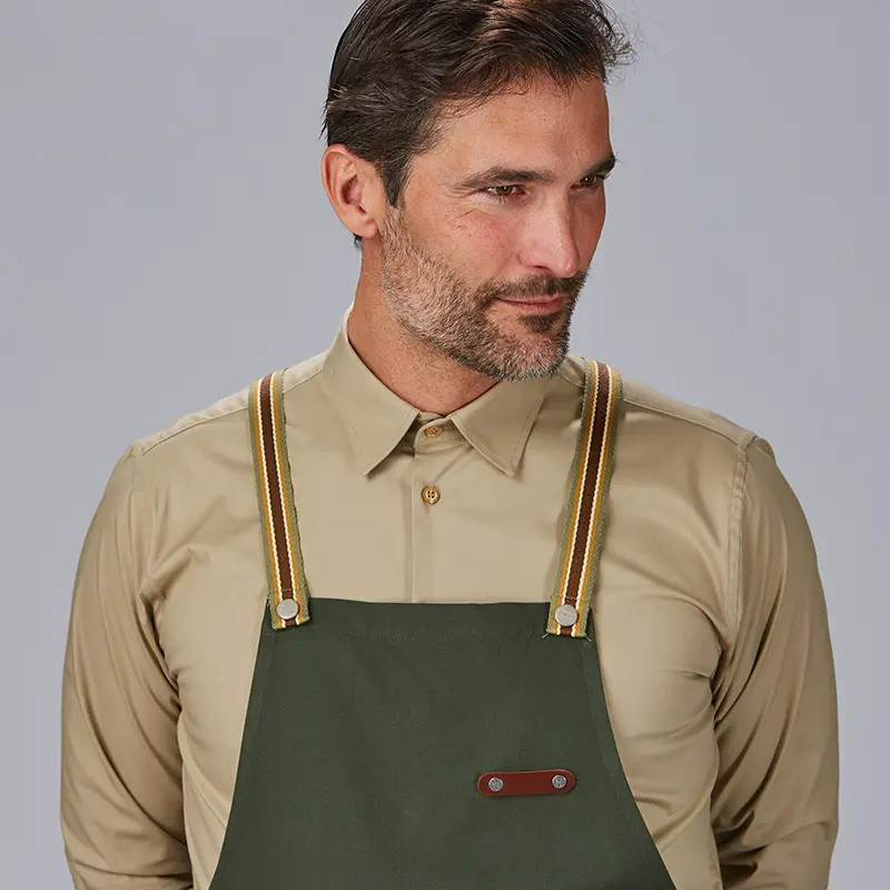 Delantal con peto bicolor cinta con rayas - Gary's 100041