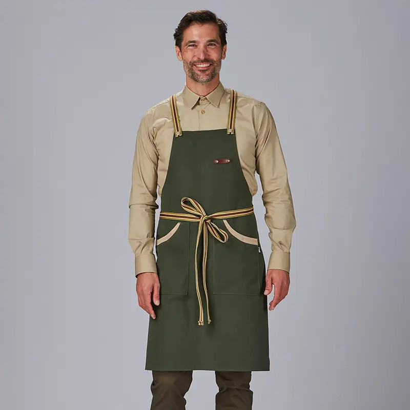 Delantal con peto bicolor cinta con rayas - Gary's 100041