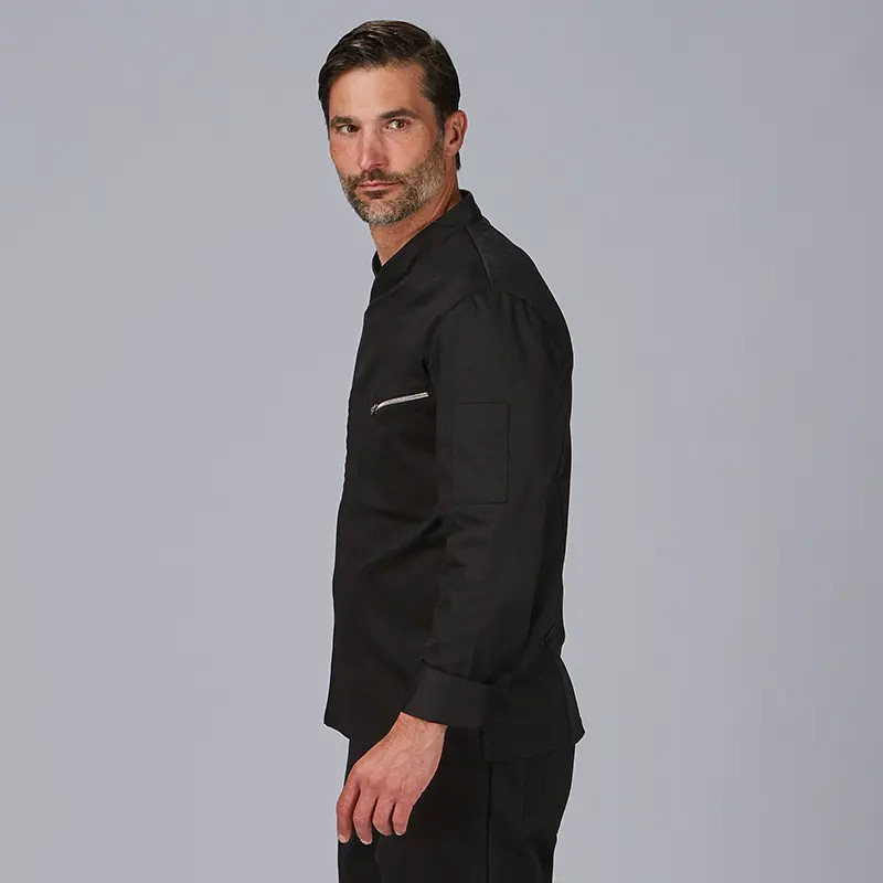 Chaqueta cocina negra Satén Vico - Gary's 930046