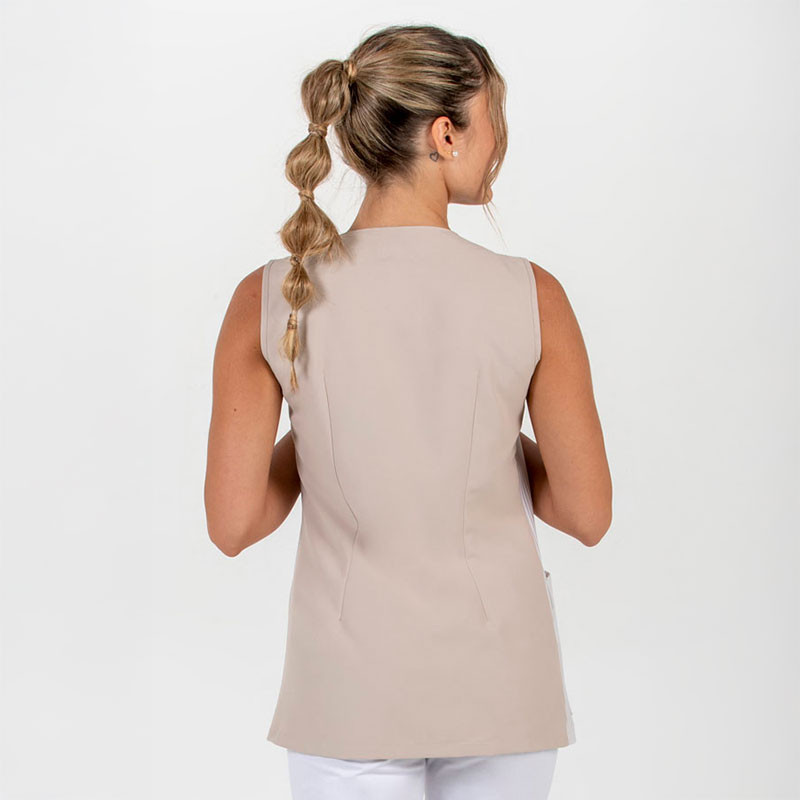 Casaca laboral rayas beige sin mangas - Dyneke 8041569