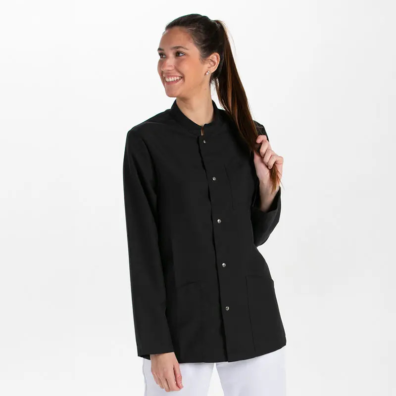 Chaqueta unisex cuello tirilla microfibra negra - Dyneke 8254571