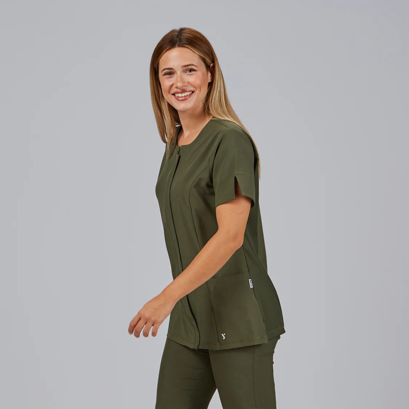 Chaqueta laboral mujer escote caja verde caqui Jana - Gary's