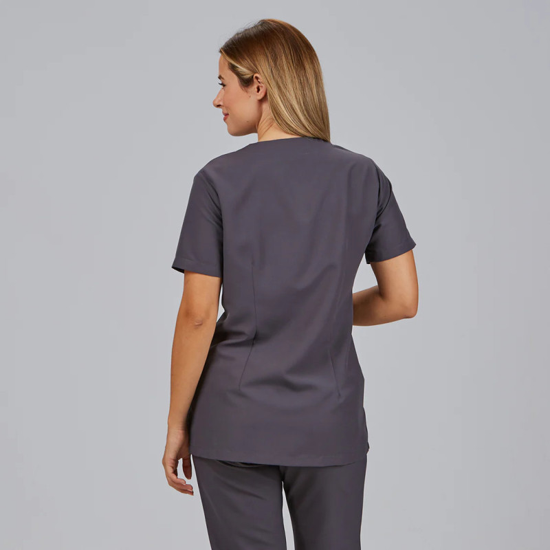 Casaca para dependienta gris marengo con corchetes Gary's - casadelasbatas.com