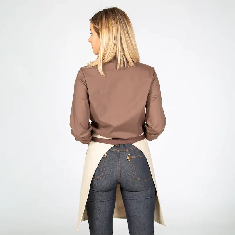 Delantal sin peto beige combi espiga - Gary's 100013