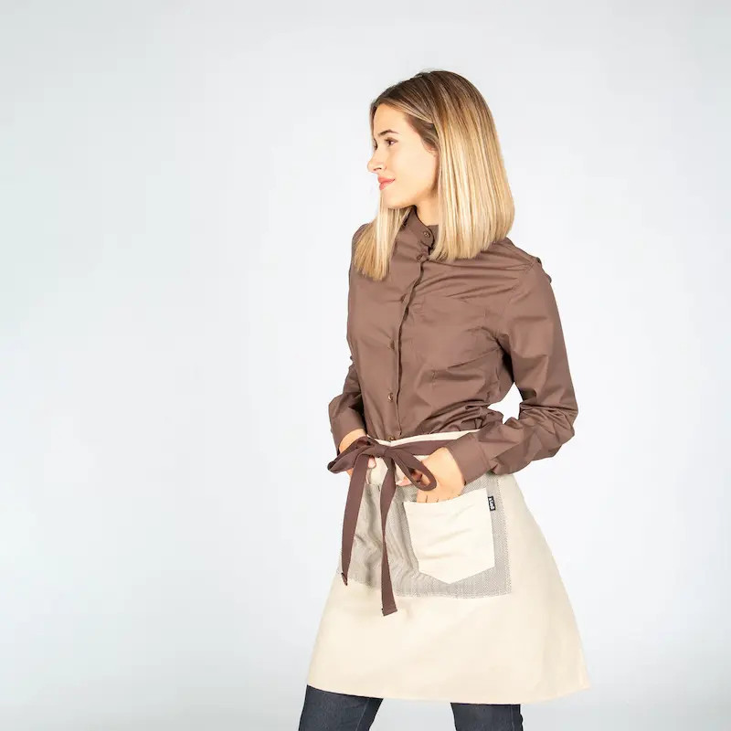 Delantal sin peto beige combi espiga - Gary's 100013