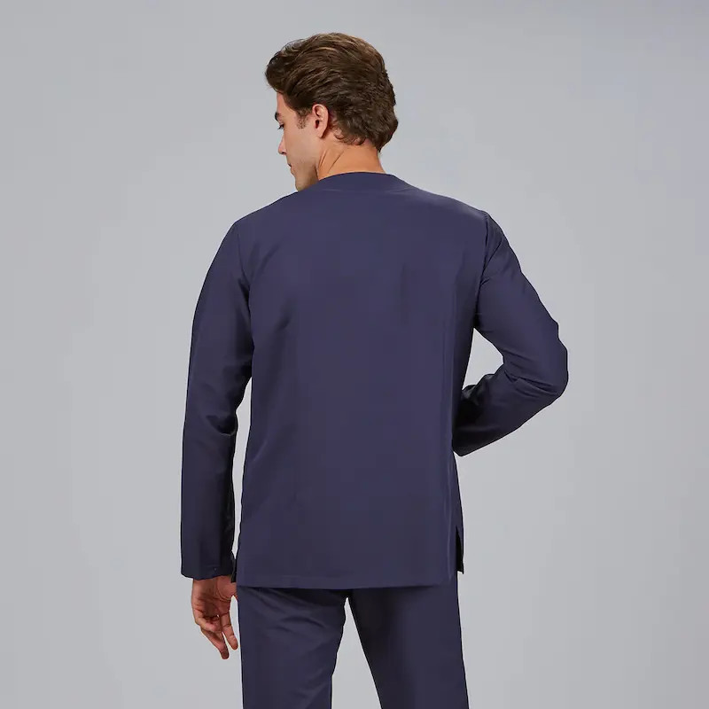 Casaca de microfibra Néstor azul marino con corchete oculto - Gary's