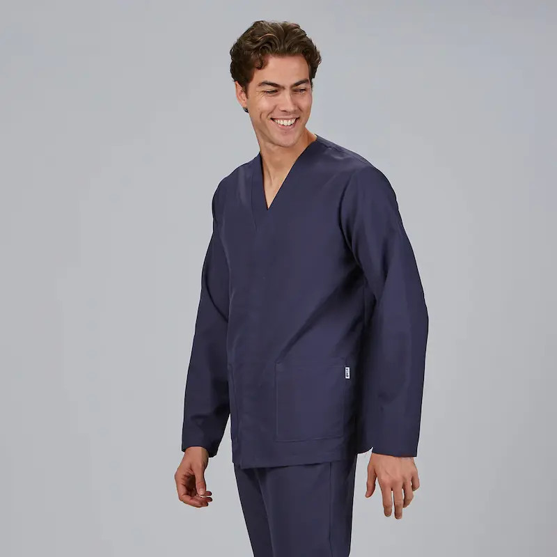 Casaca de microfibra Néstor azul marino con corchete oculto - Gary's