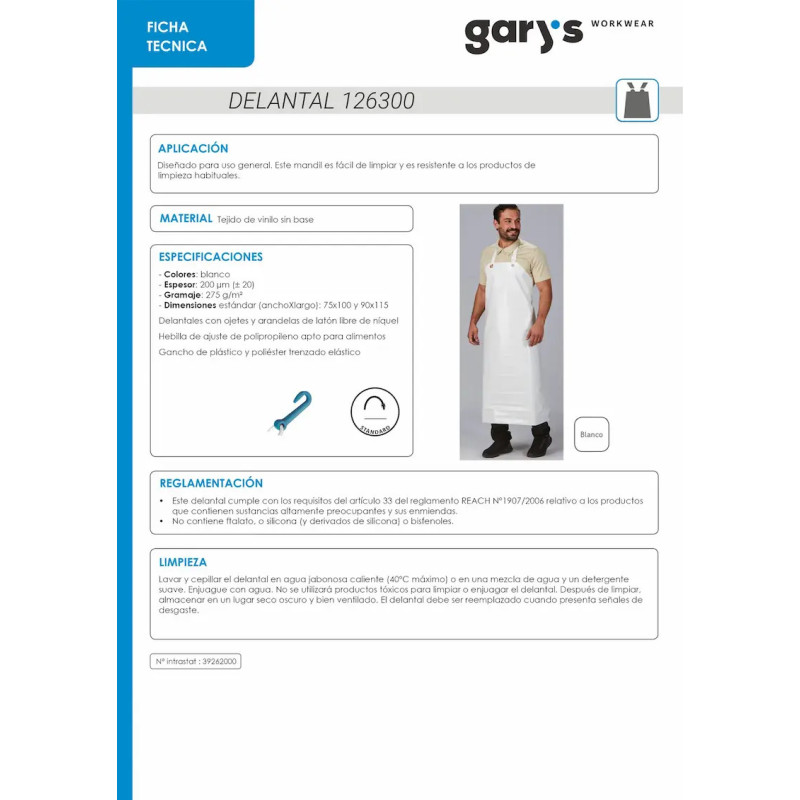 Delantal con peto de vinilo de Gary\'s - Uniformes para comercios y restaurantes - Ropa de trabajo